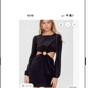 Forever 21 Black Long Sleeve Cut-Out Dress